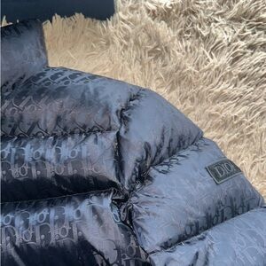 Dior Navy Monogram Quilted Puffer Jacket
